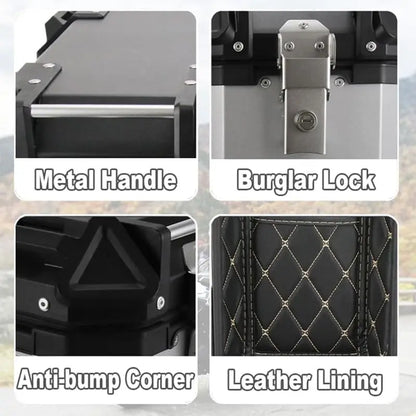 Motorcycle Top Case 55L Universal Motorcycle Rear Box Aluminum Alloy Motorbike Trunk Travel Luggage Storage Tour Tail Box