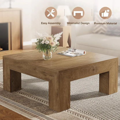 Square Coffee Table for Living Room, 39.4-Inch Farmhouse Center Cocktail Table