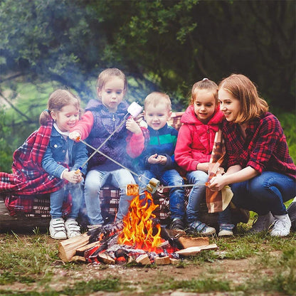 5Pcs Marshmallow Roasting Sticks Extendable 32in Long Metal Barbecue Skewers with Wooden Handle Outdoor Camping Fire Pit Sticks
