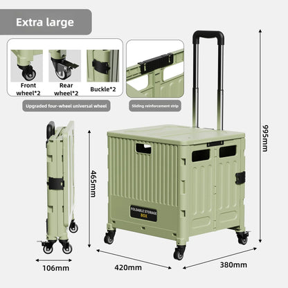 Household multi-functional shopping trolley, portable folding shopping trolley, trailer, camping, large-capacity storage box