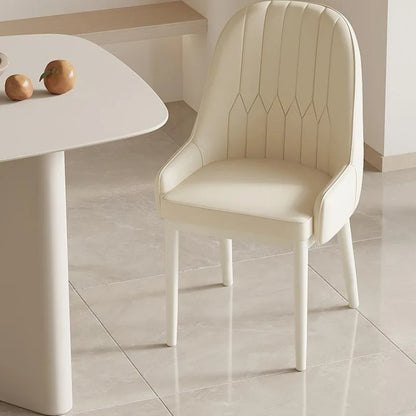 Modern Upholstered Padded Creamy Dining Chair Soft High Back Minimalist Kitchen Dining Cafe Hotel Stool Home House Furniture
