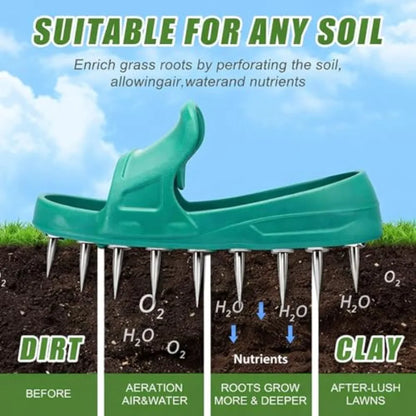 2 Pcs Lawn Aerator Shoes No Assembly Required with Heavy Duty Spikes Adjustable Lawn Spike Shoes for Grass Aerating Durable Met