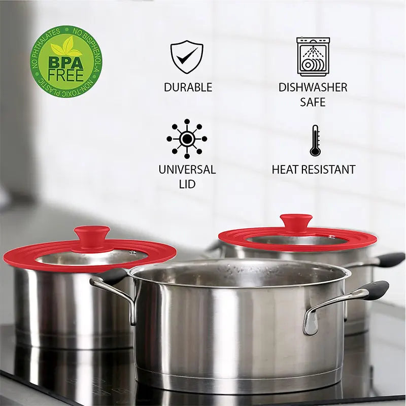 PGY Multifunctional Tempered Glass Pot Lid Silicone Rim Cool Touch Handle Steam Dishwasher Safe Skillet Pan Cover