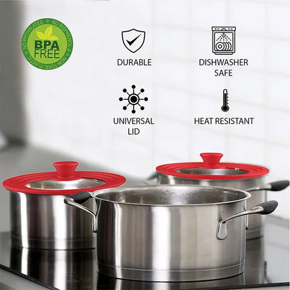 PGY Multifunctional Tempered Glass Pot Lid Silicone Rim Cool Touch Handle Steam Dishwasher Safe Skillet Pan Cover