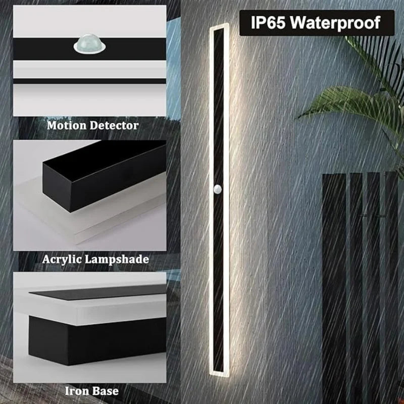 110- 240V IP65 Waterproof Porch Lamp LED Long Garden Lamp for Villa Garage Lighting FixtureOutdoor Wall Light With Motion Sensor