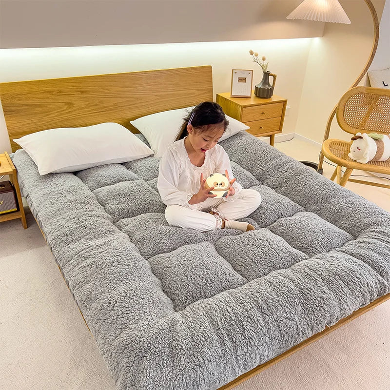 Winter padded lambswool mattress plus velvet dormitory home soft pad single and double warm pad quilt.