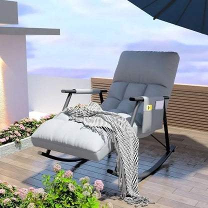 Rocking Chair Lazy Sofa Chairs Technology Cloth Lounge Chairs Adjustable Backrest Washable Relaxation and Comfort Recliner Chair