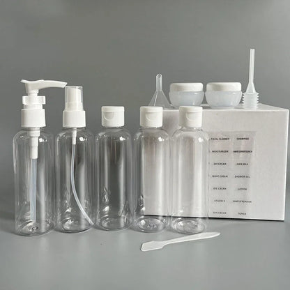 11PCS Travel Refillable Bottle Set Container Portable Cosmetic Lotion Toner Spray Shampoo Cream Tourism Supplies Set
