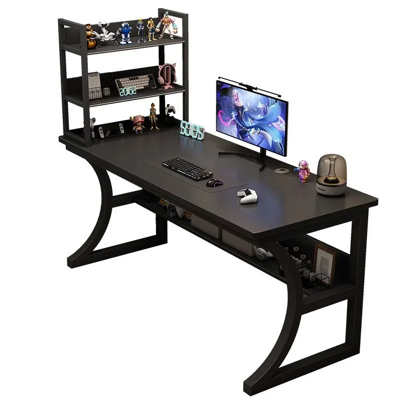 Ergonomic Gaming Computer Desk Storage Shelf Home Office Study Station Adjustable Height Desktop Table Cable Management  Desks