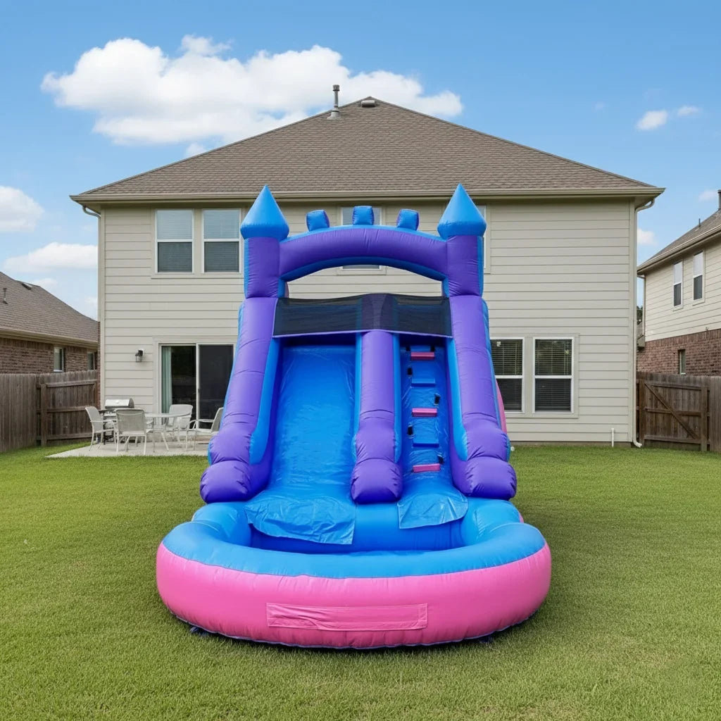 Commercial Grade Inflatable Water Slide with Splash Pool Bouncy Castle for Adults and Kids Includes Blower