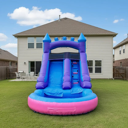 Commercial Grade Inflatable Water Slide with Splash Pool Bouncy Castle for Adults and Kids Includes Blower
