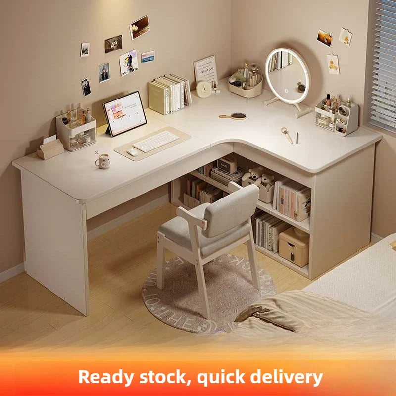 Computer desk Desktop Home bedroom Bookshelf Integrated student learning to write Corner Multifunctional office desk