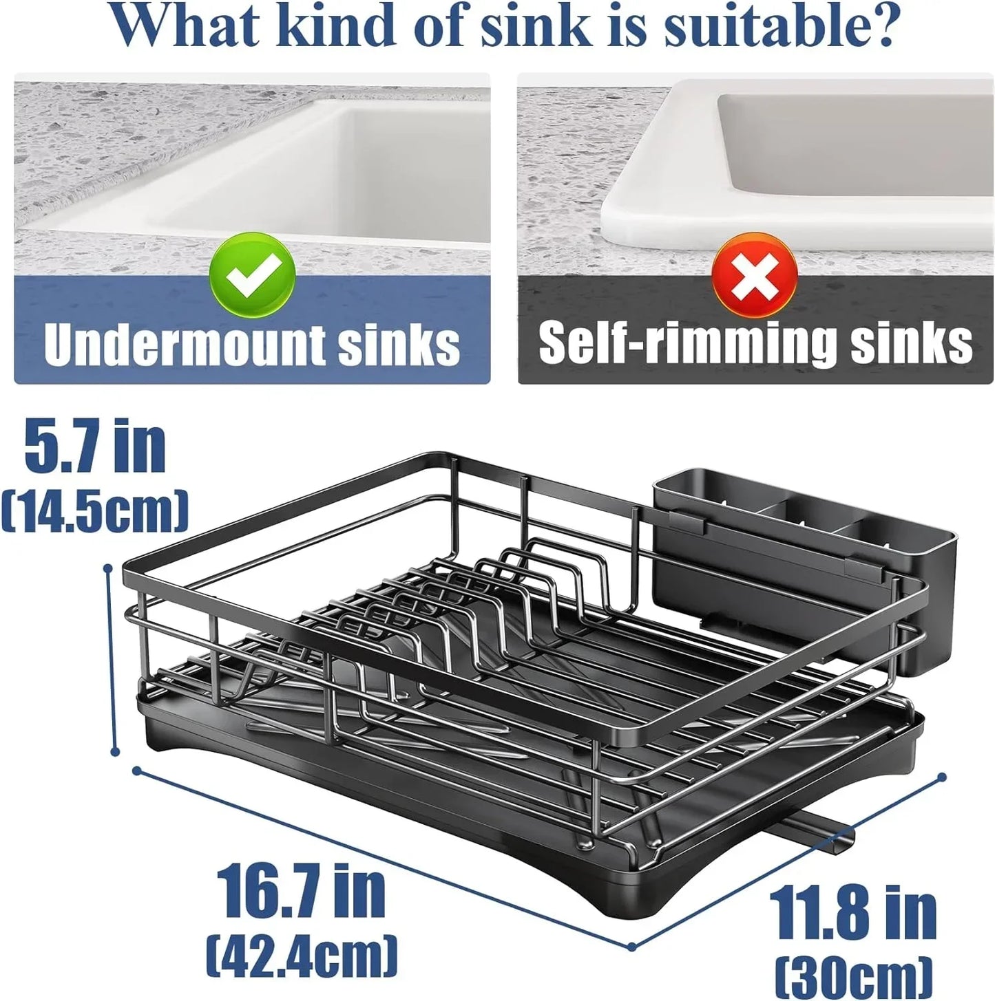 Spacious Kitchen Dish Rack with Drainboard - Rust-Resistant Countertop Drainer with Utensil Holder for Efficient Drying