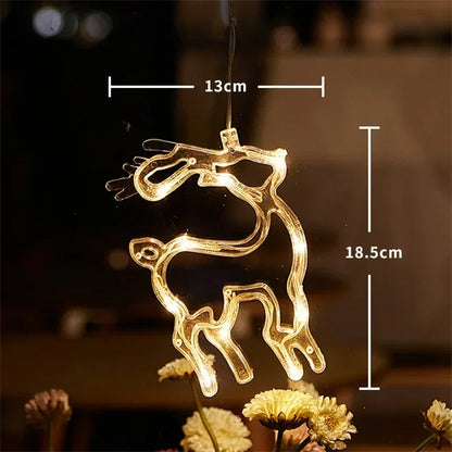 Christmas LED Snowflake Light Santa Hanging Sucker Lamp Window Ornaments Decoration for Home Xmas New Year Decor String Lights