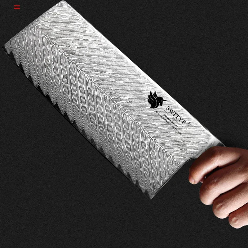 7.3 Inch Slicing Knife 73-layers Damascus AUS-10 Steel Blade Sharp Chef Cleaver Kitchen Knives Hexagonal Abalone Shell Handle