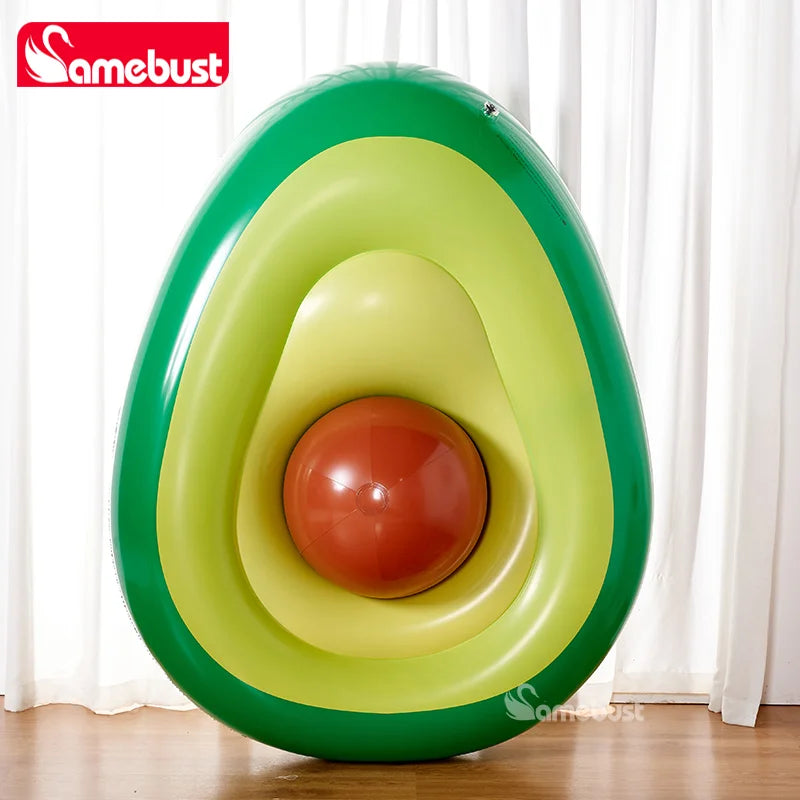 Camebust Inflatable Pvc Floating Avocado Swimming Ring Water Pool Floats Air Lounge with Inflatable Ball for Party Decoration