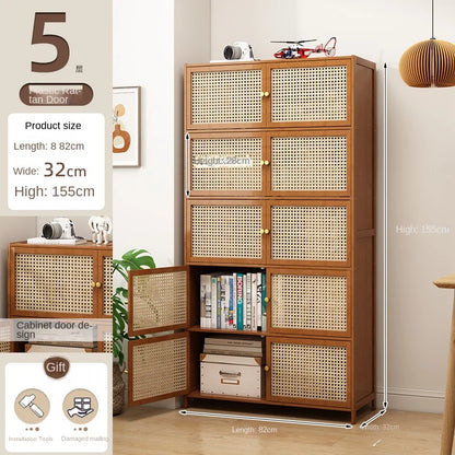 Bookcase with door, multi-layer storage rack, seam storage cabinet, living room display cabinet, bookshelf