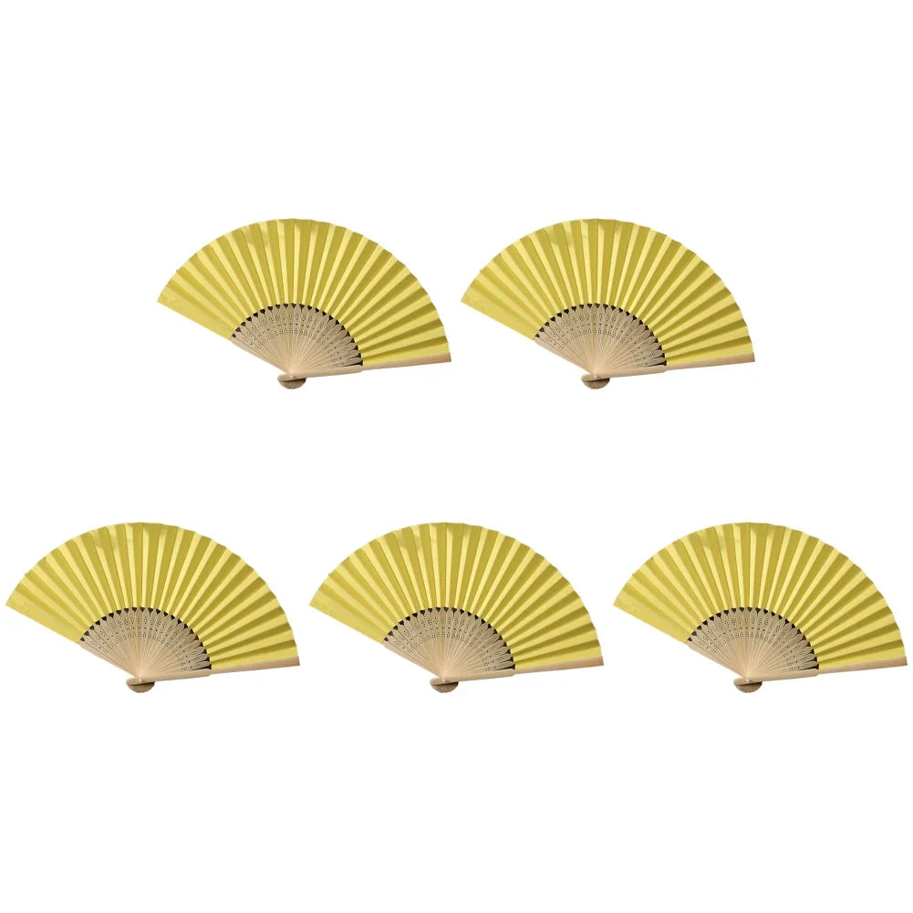 Hand Fan Bamboo Paper Fan Pocket Folding Fan Solid Color Guest Fans DIY Guest Gift for Wedding Birthday Summer Party