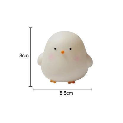Silicone LED Bedside Night Light ABS Small Chicken Cute Desk Lamps Children's Room Bedrooms With button battery Deco Night Lamps