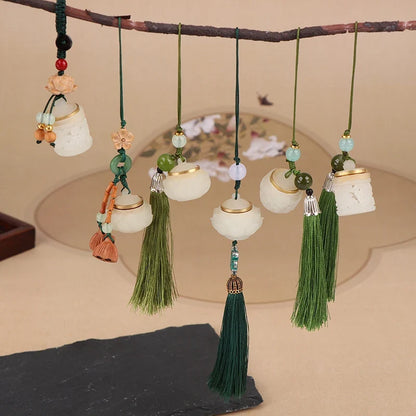 Nightglow Bag Ethnic Carved Rich Noble Hollow Pot Keychain Bodhi Pearl Jade Agate Natural Lasting Fragrance Gifts