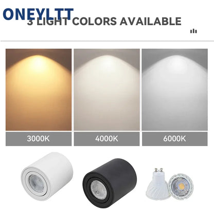 Spotlight GU10 Fitting Round LED Surface Mounted Ceiling Spot Light GU 10 Halogen Bulb Cylinder Down Lamp Fixture 220V