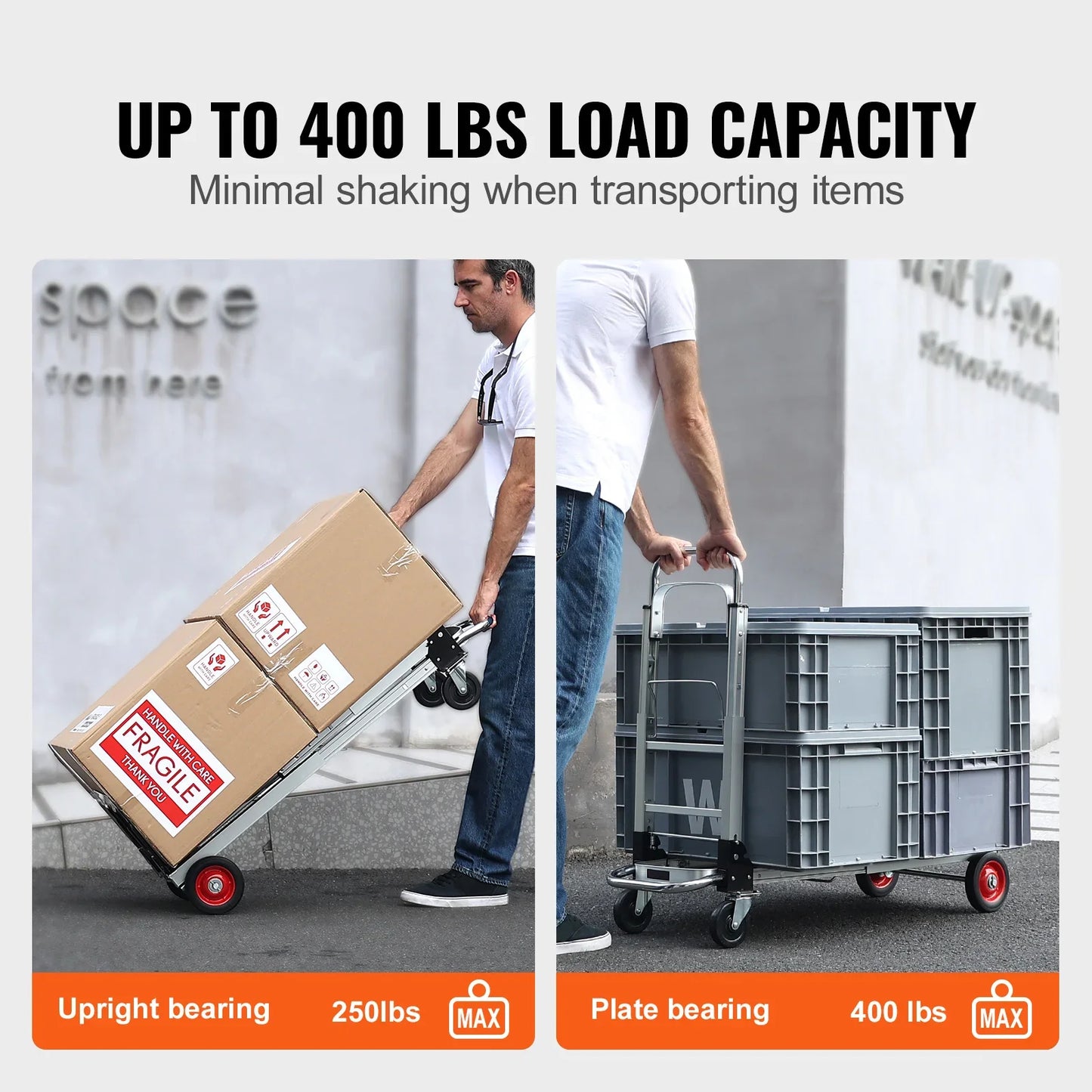 Folding Moving Cart with Wheels, Portable Lightweight Hand Truck Dolly for Warehouse, Transport & Home