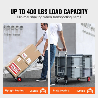 Folding Moving Cart with Wheels, Portable Lightweight Hand Truck Dolly for Warehouse, Transport & Home