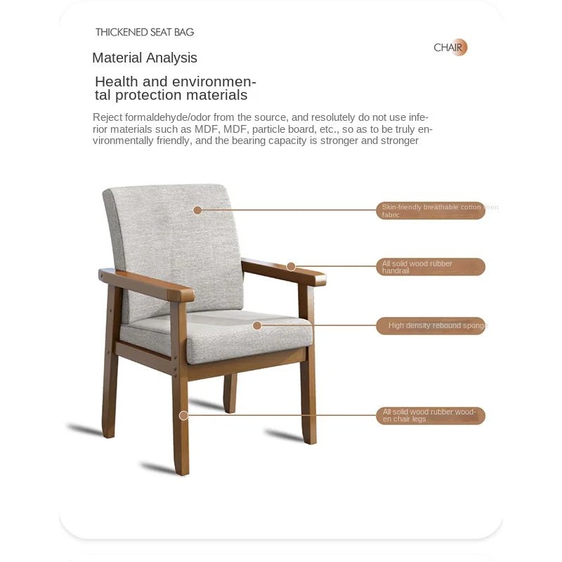 Solid wood chair single sofa chair computer desk chair home comfortable backrest armchair sitting mahjong elderly chair