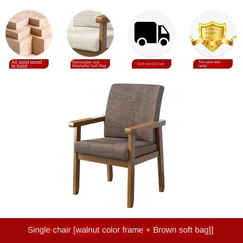 Solid wood chair single sofa chair computer desk chair home comfortable backrest armchair sitting mahjong elderly chair