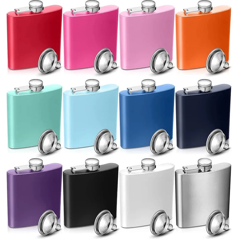 6 oz Stainless Steel Hip Flask with Funnel Leakproof Hip Flask For Alcohol Liquor Bulk Wedding Party Whiskey Flask YY208