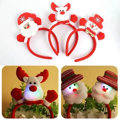 LED Christmas Party Headband Santa Claus Elk Antlers Reindeer Glowing Headband Cosplay Party Christmas Ears Ornaments Hair