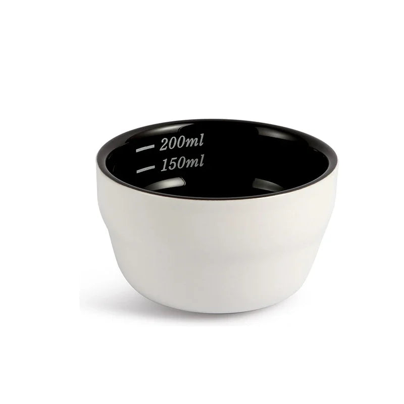 200ml Ceramic Coffee Bowl with Scale Thickened Measuring Bowl U Cupping Cup with Spoon Espresso Measuring Cup Coffee Accessories
