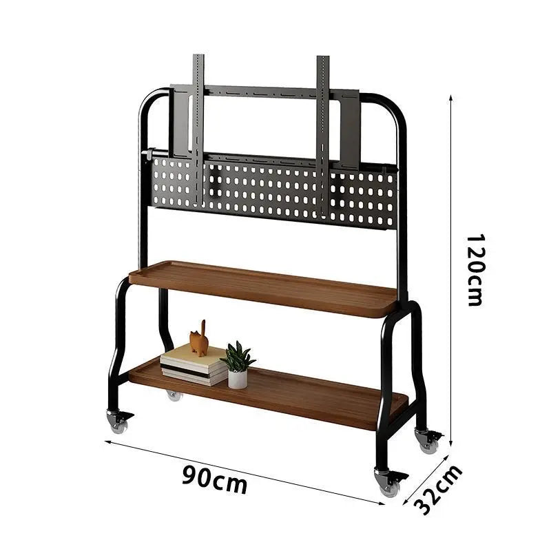 Stainless steel TV floor stand movable vertical wheeled trolley TV stand living room bedroom universal hanger Storage rack