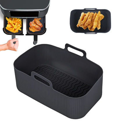 2pc/1pc Air Fryer Silicone Tray Rectangle Oven Baking Basket Reusable Liner Insert Dish Fried Chicken for Airfryers Accessories