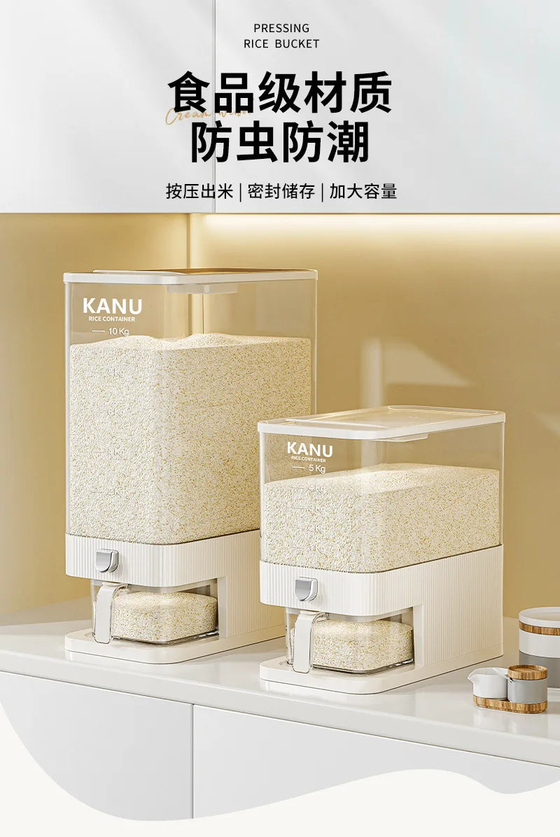 High-end pressing rice bucket, insect-proof and moisture-proof sealing, household food-grade rice box, flour storage container
