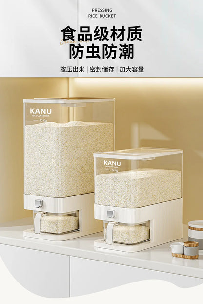 High-end pressing rice bucket, insect-proof and moisture-proof sealing, household food-grade rice box, flour storage container