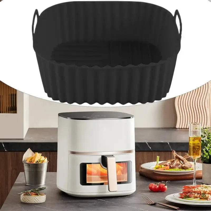 Silicone Air Fryer Liners Pot Square Airfryer Basket Plate Cooking Gadgets Reusable Non-stick Pizza Pan Oven Kitchen Accessories