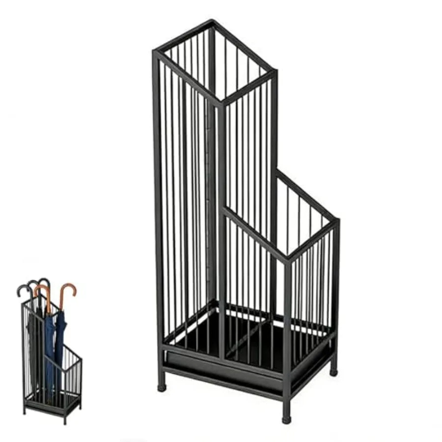 Umbrella Stand with Drip Tray Black Indoor Umbrella Holder for Entryway Hotel and Office Entrance Minimalist Modern Home Decor