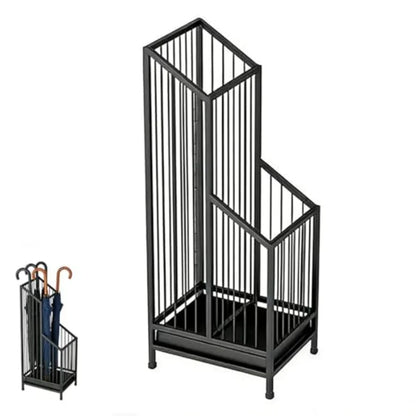 Umbrella Stand with Drip Tray Black Indoor Umbrella Holder for Entryway Hotel and Office Entrance Minimalist Modern Home Decor