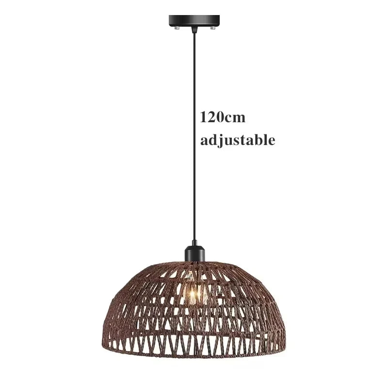 Rattan Chandelier Lampshade Natural Weaved Wicker Pendant Light for Home Restaurant Decor Rattan Hand-Woven Bamboo Lampshade