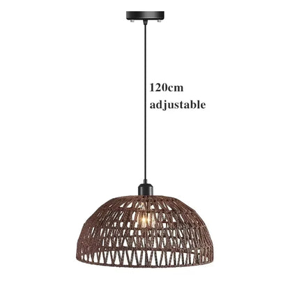 Rattan Chandelier Lampshade Natural Weaved Wicker Pendant Light for Home Restaurant Decor Rattan Hand-Woven Bamboo Lampshade