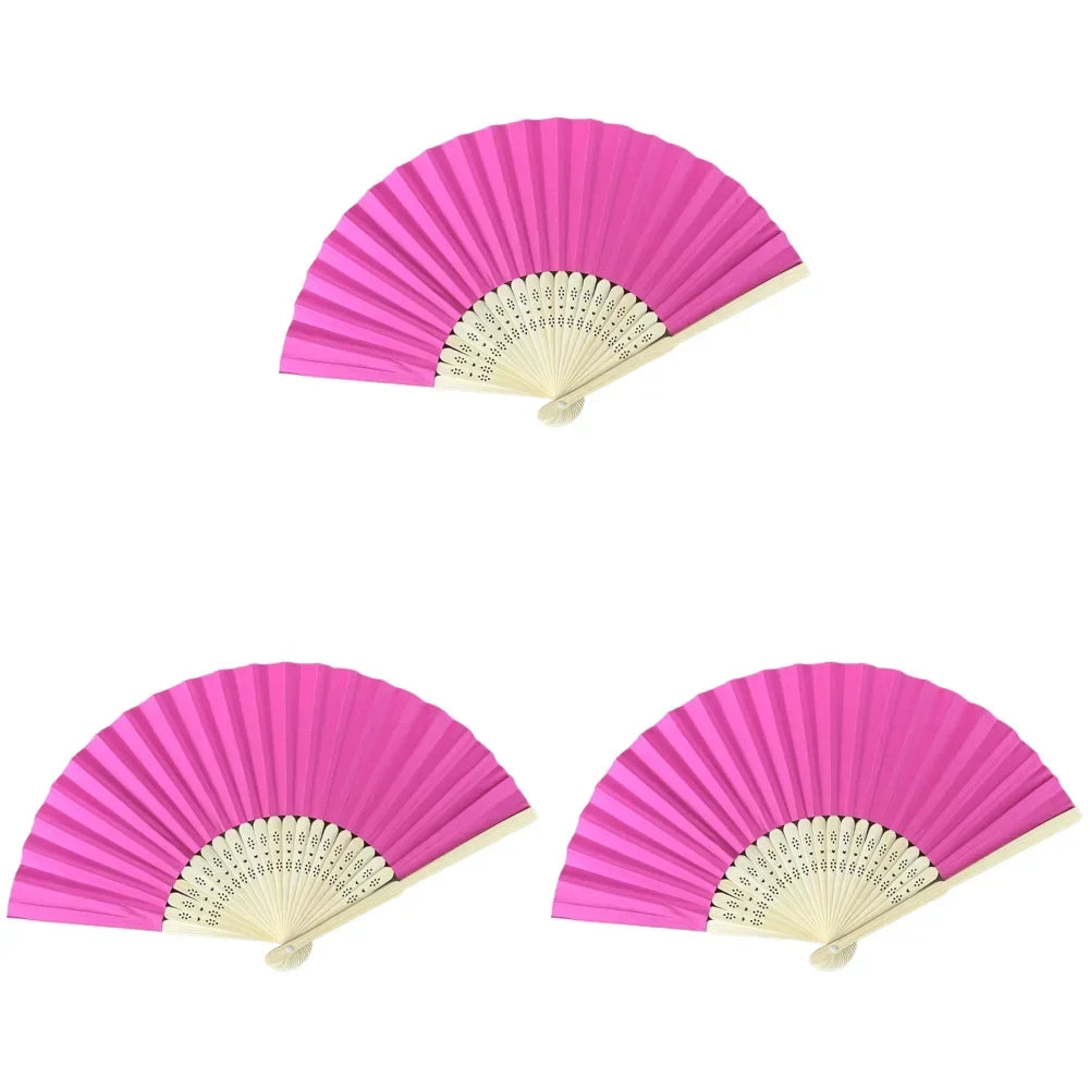 Hand Fan Bamboo Paper Fan Pocket Folding Fan Solid Color Guest Fans DIY Guest Gift for Wedding Birthday Summer Party