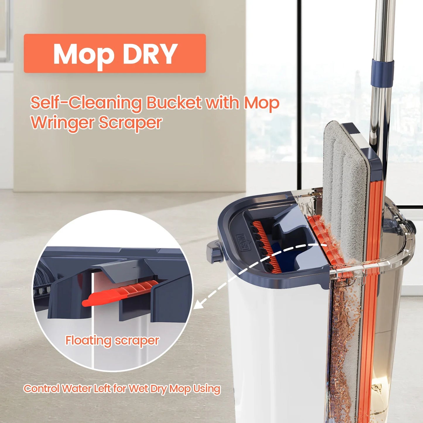 Magic Flat Squeeze Mop With Bucket Hand Free Lazy Cleaning Mop Microfiber Rotating Self Wringing Mop House Cleaning Spin bucket