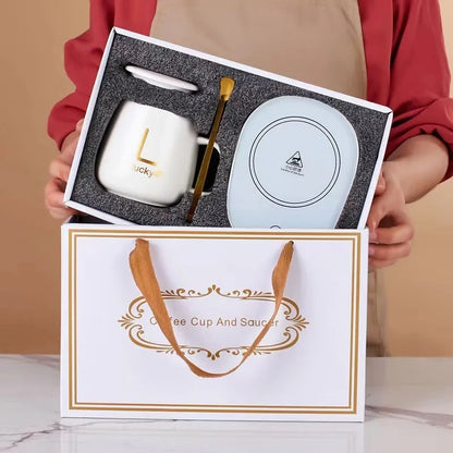 2025 warm and insulated coffee cups ceramic constant-temperature cups 55 degree warm ceramic cup with Jiapin mug gift box sets