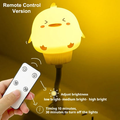 USB Night Light LED Voice Control Cute Cartoon Night Lamp Bear Kitten Remote Control for Baby Kid Bedroom Decor Bedside Lamp