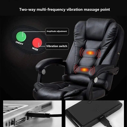 Office Chairs with Footrest 360° Swivel 2-point Massage Computer Chair Adjustable High Back