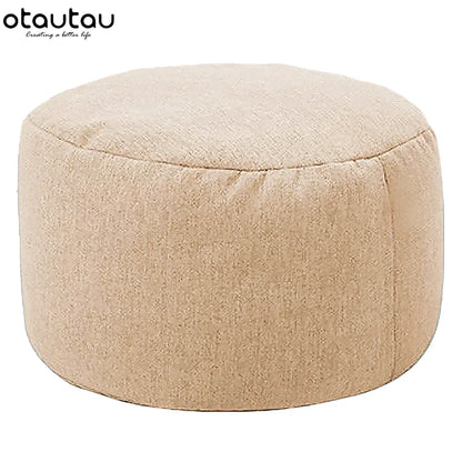 OTAUTAU Linen Bean Bag Chair with Filling Beanbag Pouf Ottoman Footstool Tatami Round Stool Futon Puff Relax Lounge Furniture