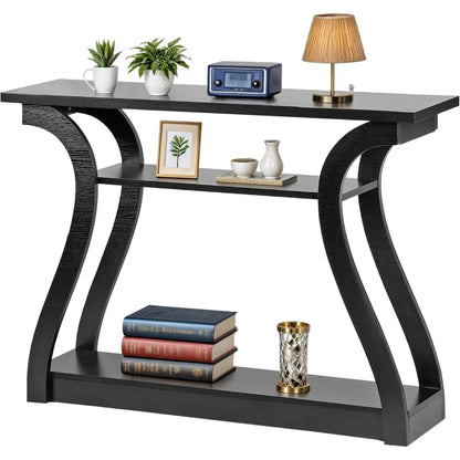 Console Table, Entryway Table with 3 Tier Storage Shelves, Narrow Long Sofa Table for Entryway, Living Room, Hallway, Couch