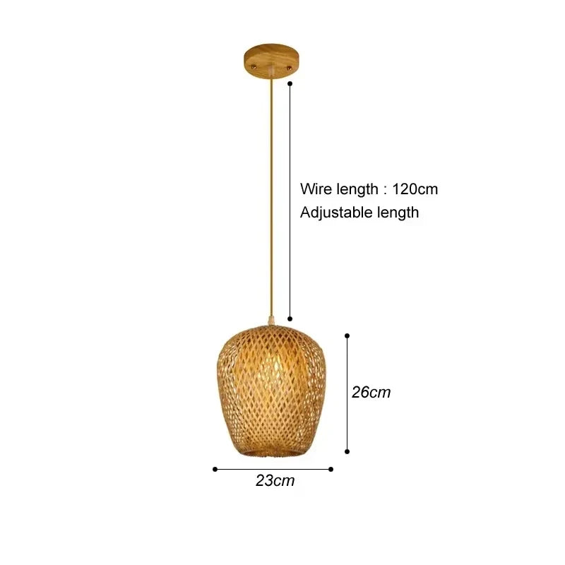 Rattan Chandelier Lampshade Natural Weaved Wicker Pendant Light for Home Restaurant Decor Rattan Hand-Woven Bamboo Lampshade