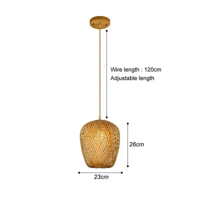 Rattan Chandelier Lampshade Natural Weaved Wicker Pendant Light for Home Restaurant Decor Rattan Hand-Woven Bamboo Lampshade